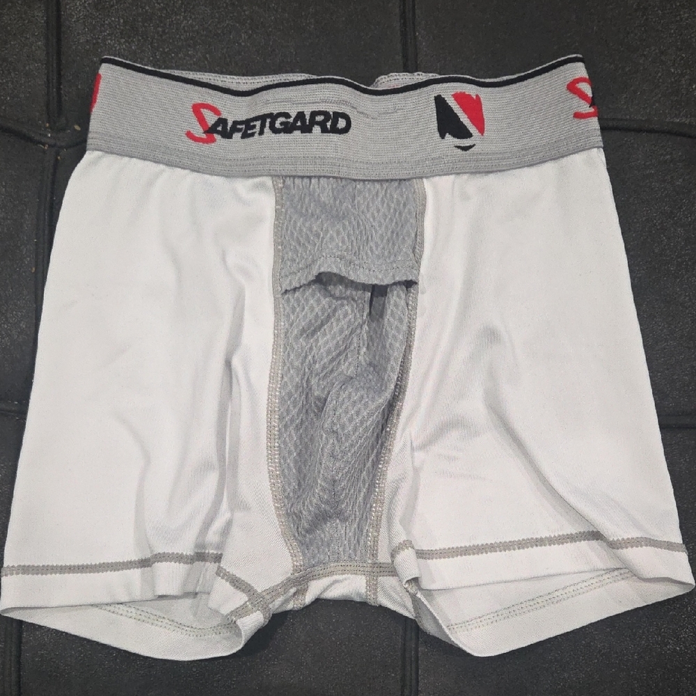 Kids White Boxer Briefs With Cup Pocket